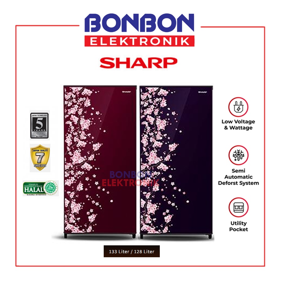 Sharp Kulkas 1 Pintu SJ-N162D-VB/VR / SJN 162 DVB / SJN162 Sakura