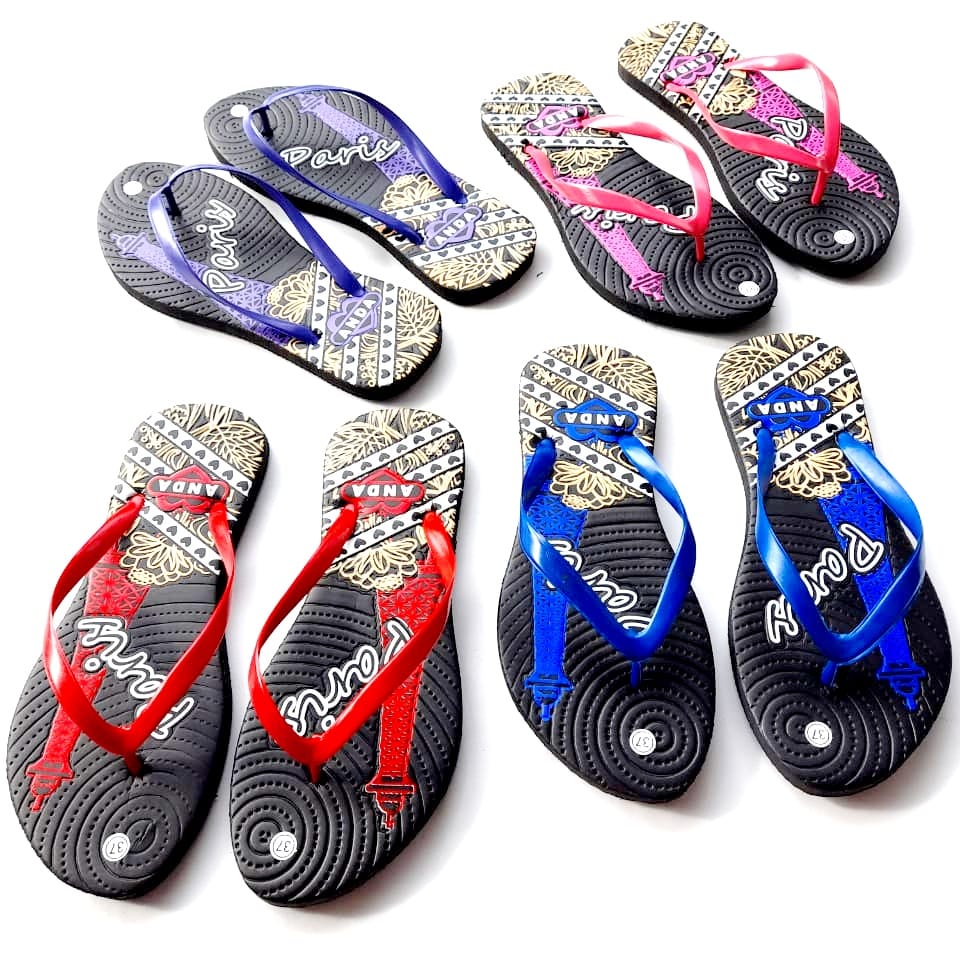 Sandal japit wanita motif paris