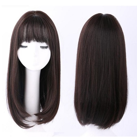 Sandy- Rambut Wig - Rambut Palsu Wanita Warna Coklat Gelap ef - Hitam