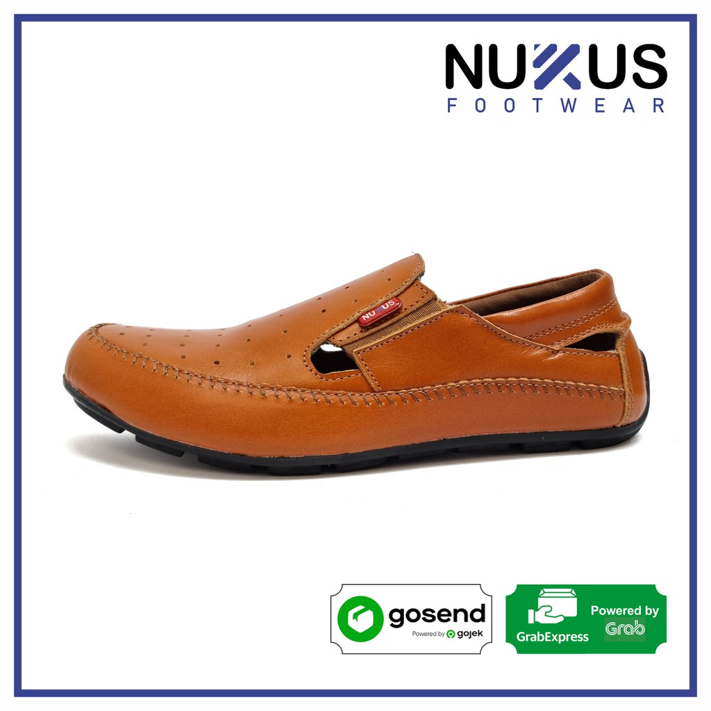 Nukus Sepatu Kasual Loafer Kulit Sapi Asli Coklat Tan - NKL