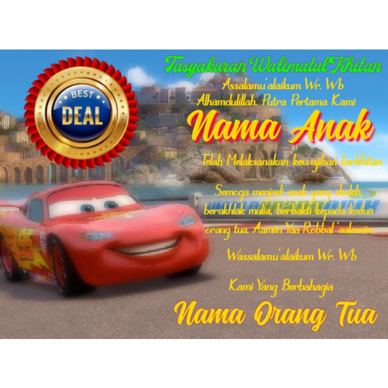 

STIKER NASI BOX ACARA AQIQAH / KHITANAN KARAKTER CARS CARTOON