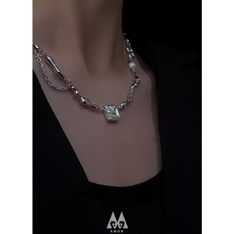 Kalung Choker Rantai Klavikula Hias Mutiara Mosaik Untuk Perempuan