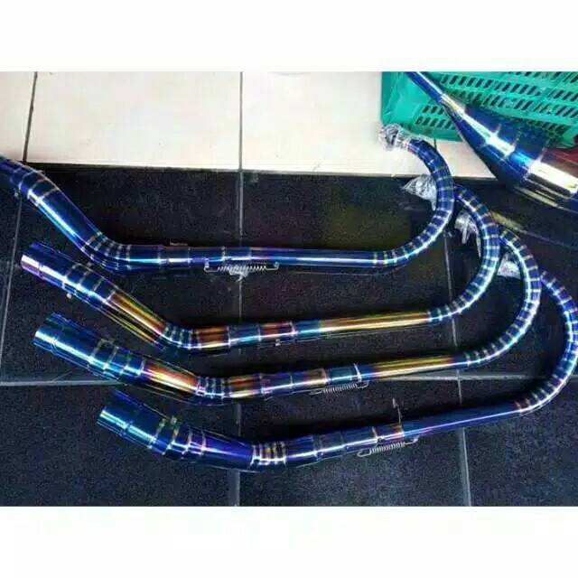 Leher knalpot C blu satria fu vixion tiger gl megapro cbr r15 pipa leher C