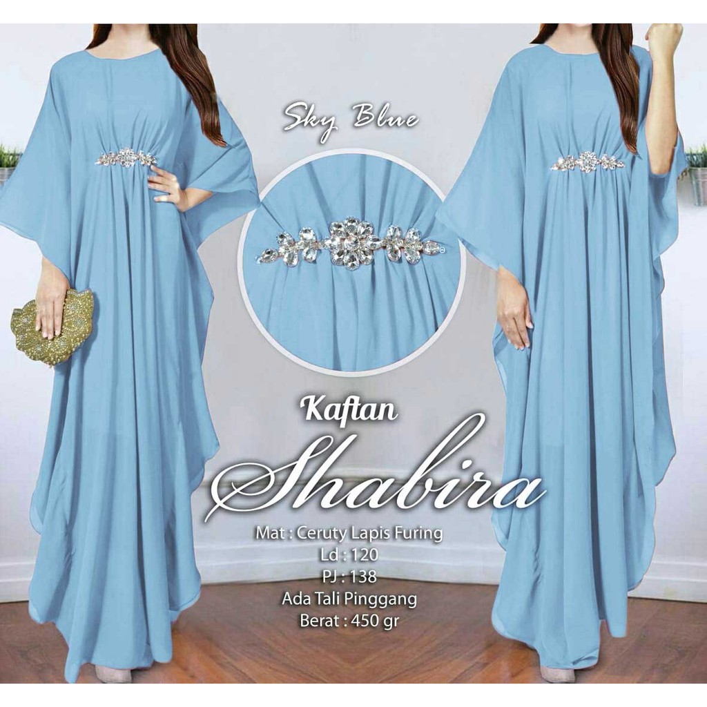 Arnis Shabira Kaftan Original Busui Friendly Ceruty Babydoll-Sky Blue