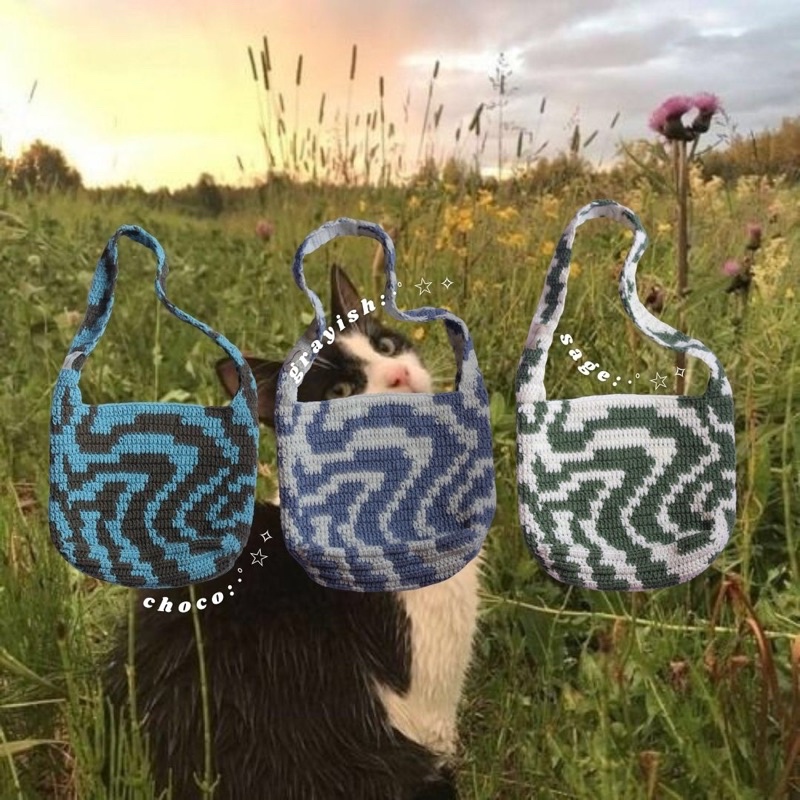 Wavy Crochet Tote Bag