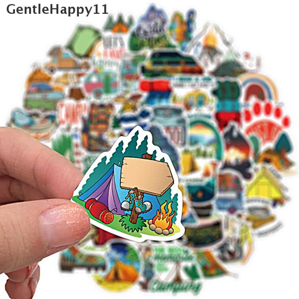 Gentlehappy 50Pcs Stiker Graffiti Bahan PVC Untuk Gitar / Travel / Camping / Outdoor