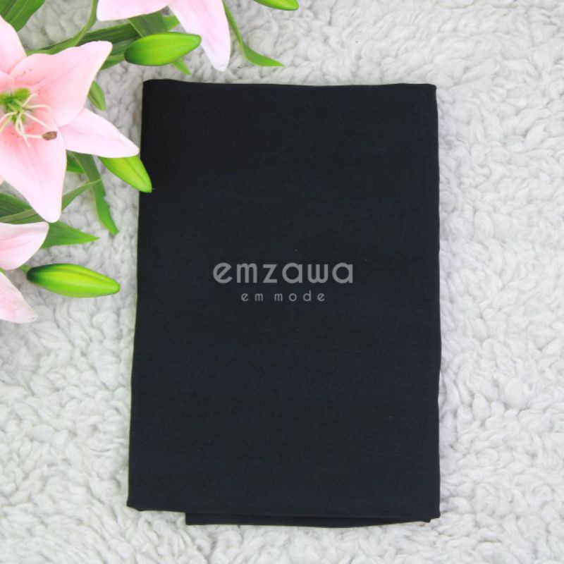 hijab bergo hijab maryam premium hijab tali hijab bahan  jersey korea nayarascarf emzawa-Hitam