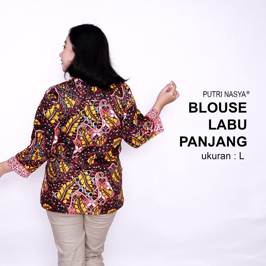 Blouse Batik Big Size Wanita Atasan Batik Lengkap S-M-L-XL-L-3L-4L-5L-6L-7L Model Blus Jumbo Seragam Batik /Atasan Batik Bigsize Kerja / Pakaian Batik Kekinian Wanita Kerja Kantor Model Terbaru Bahan Formal Big