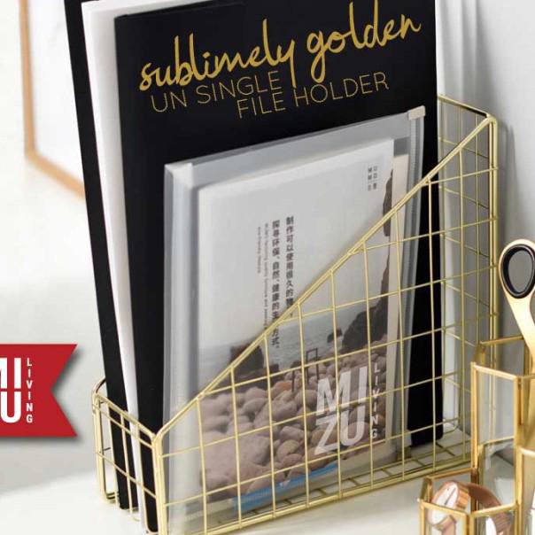 

SUBLIMELY GOLDEN UN SINGLE WIRE Magazine File Stand Holder Box Emas A4 - SG UN HOLD YG