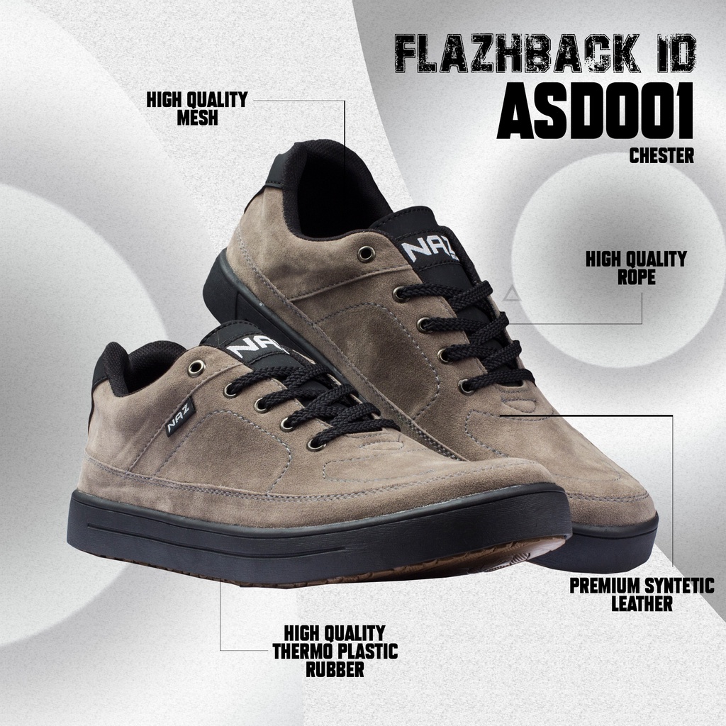 Sepatu Sneaker Pria NAZ Chester Grey (cester abu naz )sepatu kerja sekolah kuliah trendy