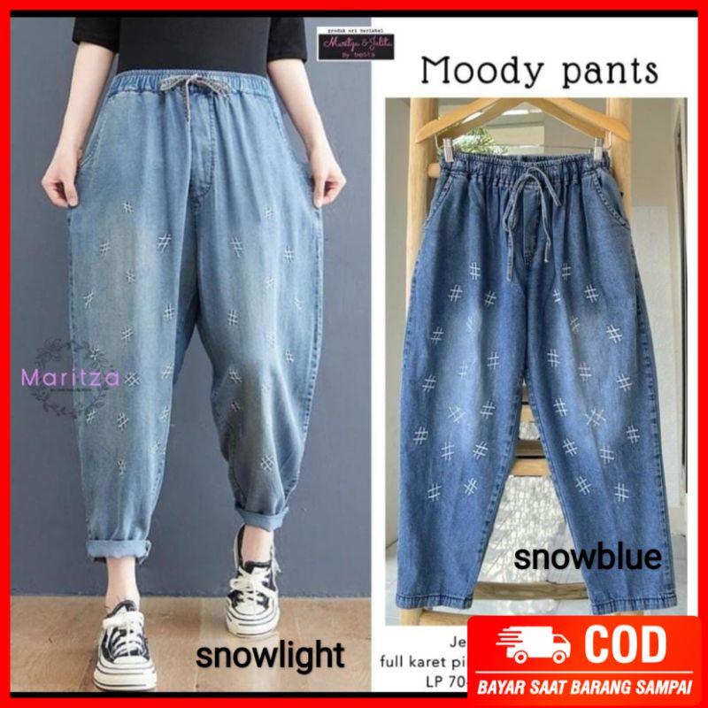 koleksi terbaru moody pants celana baggy jeans wanita bordir