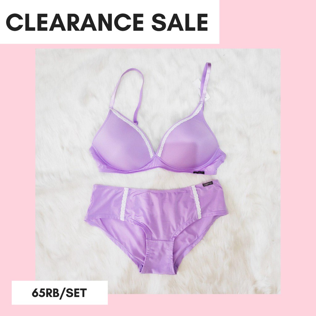 CUCI GUDANG BRA SET TANPA KAWAT LAVENDER BRA SET LUCU