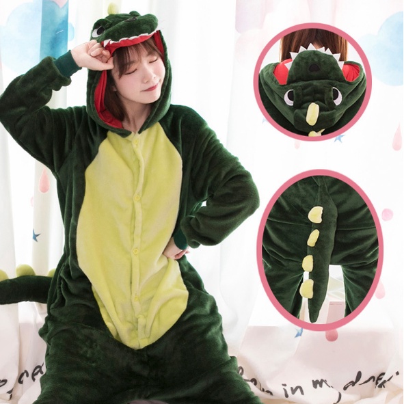 Kostum Pajamas Karakter Dinosaur Costume Cosplay Character Dewasa Onesie Unisex