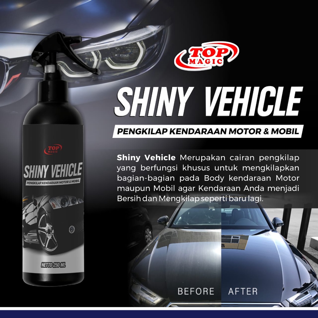 TOP SHINY VEHICLE Pengkilap Body Motor Mobil Poles Pengkilat Coating Wax Spray Pelindung Pelapis