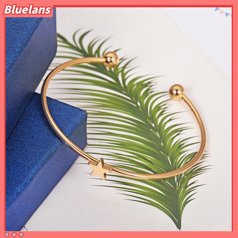 4pcs / Set Gelang Bangle Desain Bulan Bintang Hati Aksen Berlian Imitasi Untuk Wanita