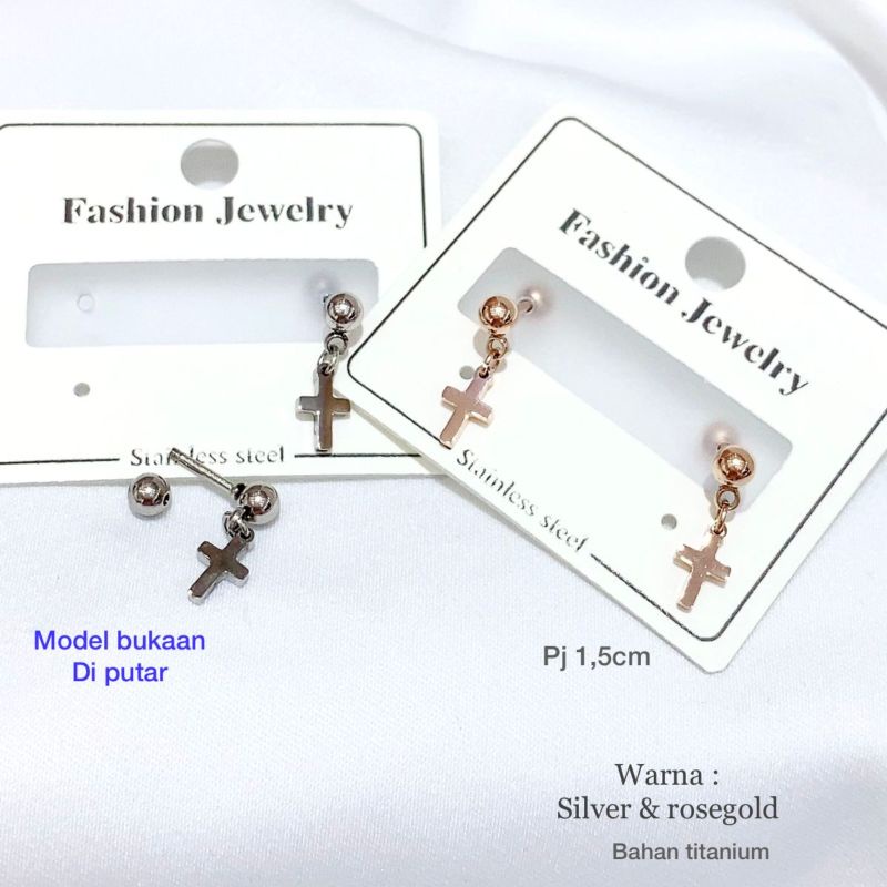 Anting Titanium asli Premium Quality Anti Karat Anti Alergi Anting Stainless steel Ori At10