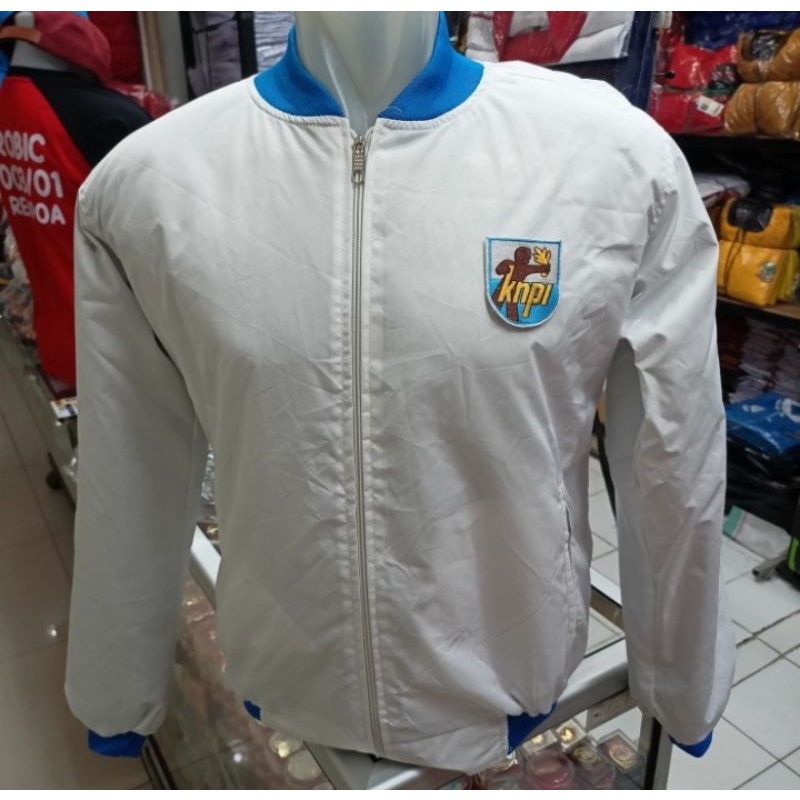 Jaket KNPI putih Lis biru