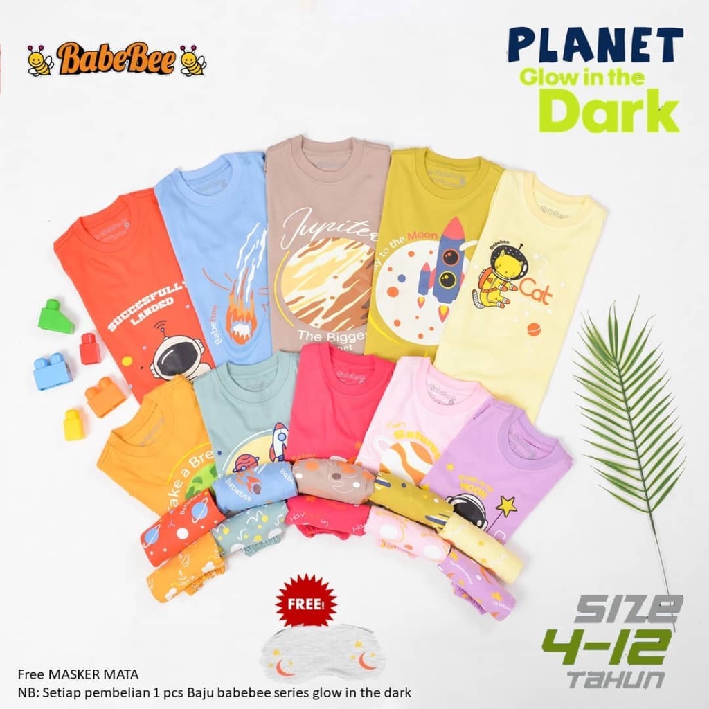 PIYAMA ANAK GLOW IN THE DARK PLANET SERIES 4-12 TAHUN