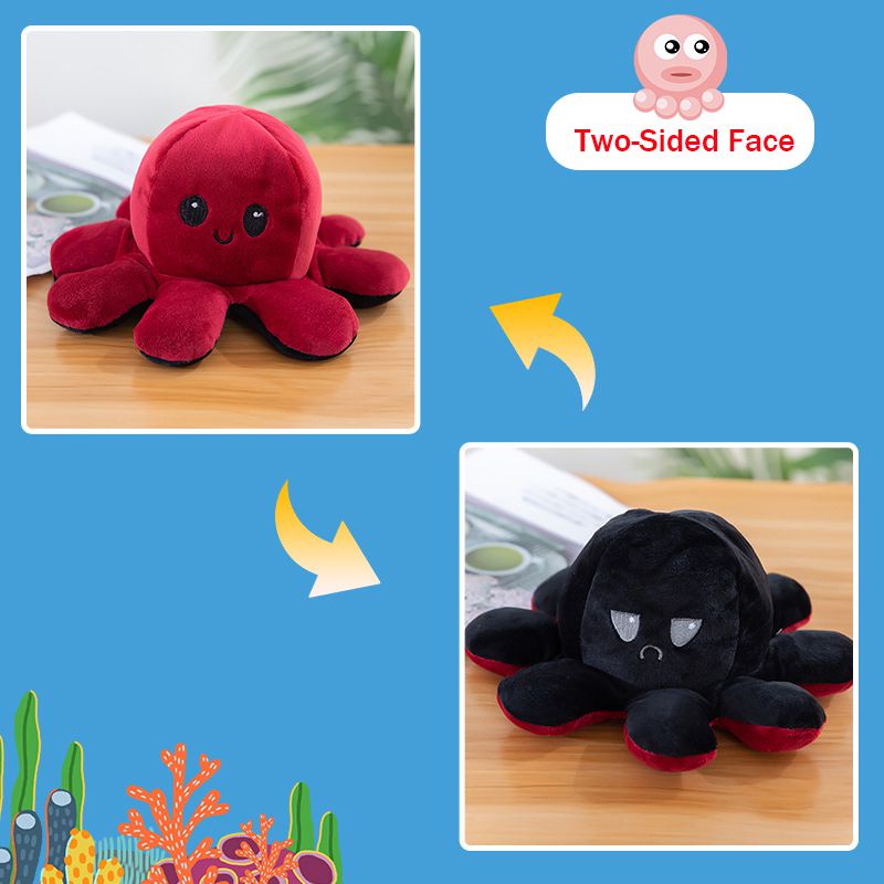 20/30/40cm Double-Sided Flip Reversible Octopus Plush Toy Marine Stuffed Doll