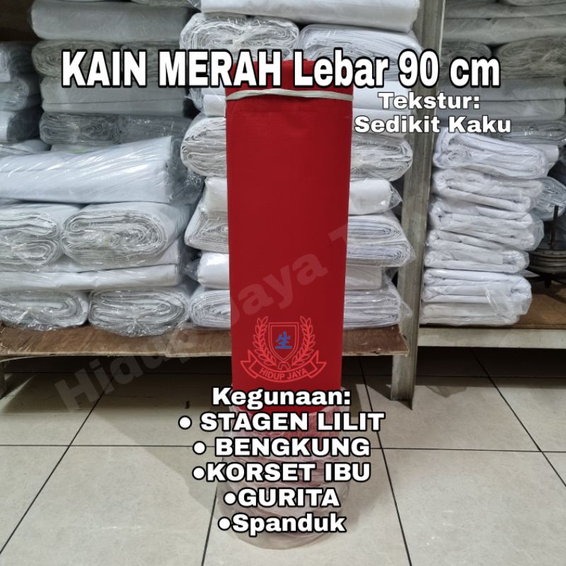 KAIN MERAH Stagen Lilit Beber Spanduk Bengkung Gurita Bebat Ibu Lebar 90 cm