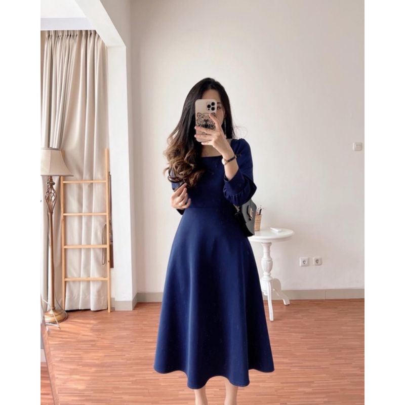 Simple Midi Dress casual Korean Style