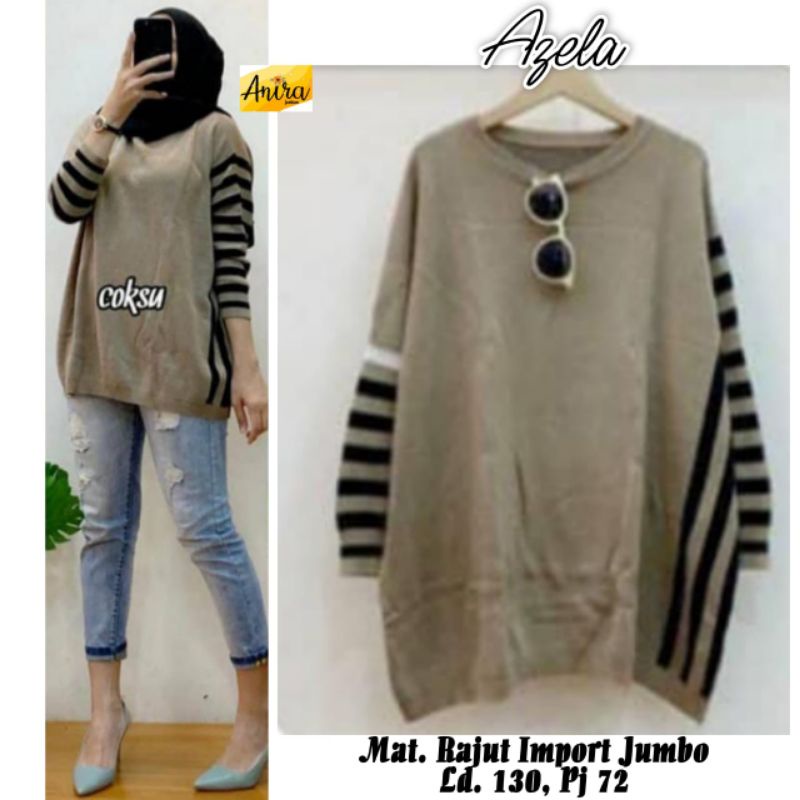 AZELA/BLOUSE LONG TUNIK/RAJUT IMPORT LD 130CM JUMBO