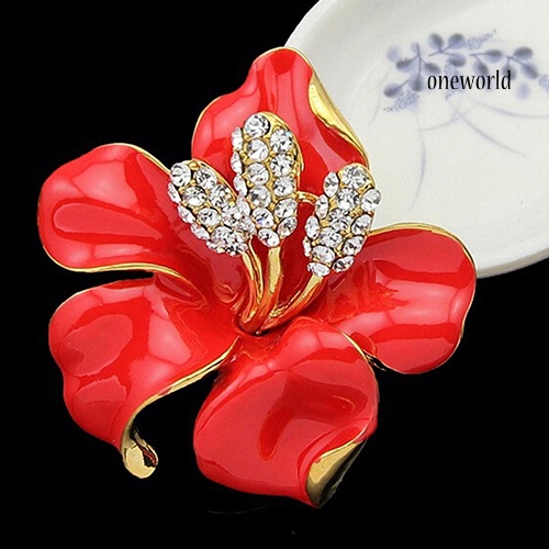 OW@ Bridal Wedding Jewelry Rhinestone Lily Flower Scarf Brooch Pin Lady Party Gift