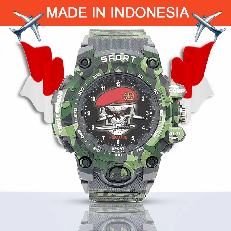 {Istimewa} Jam Tangan KOMANDO PASUKAN KHUSUS (TNI) -Abu-Abu Army Water Resistant