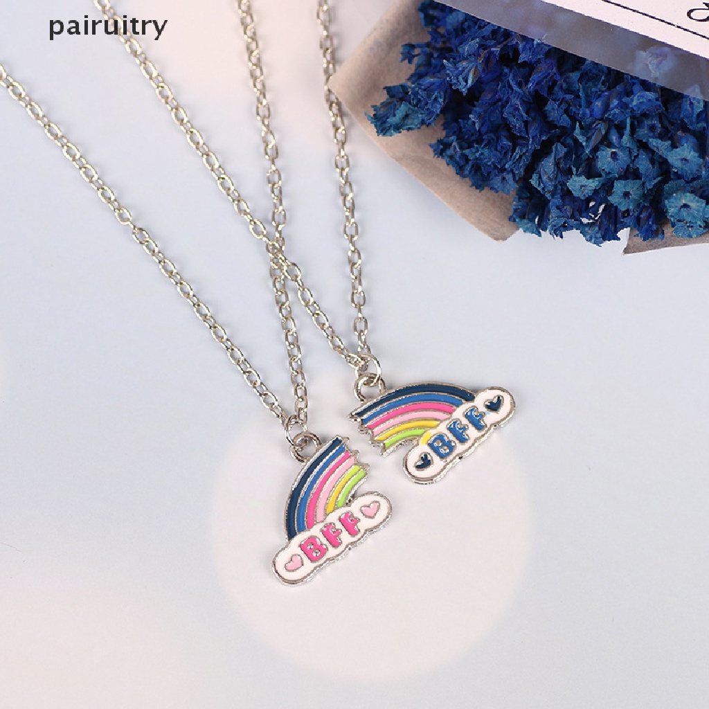 Prt 2Pcs Kalung Persahabatan Liontin Desain Honey Love Warna Pelangi Untuk Hadiah PRT
