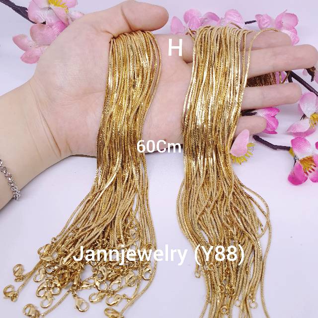 kalung titanium import uk 45cm-60cm lapis mas putih [KP-1]