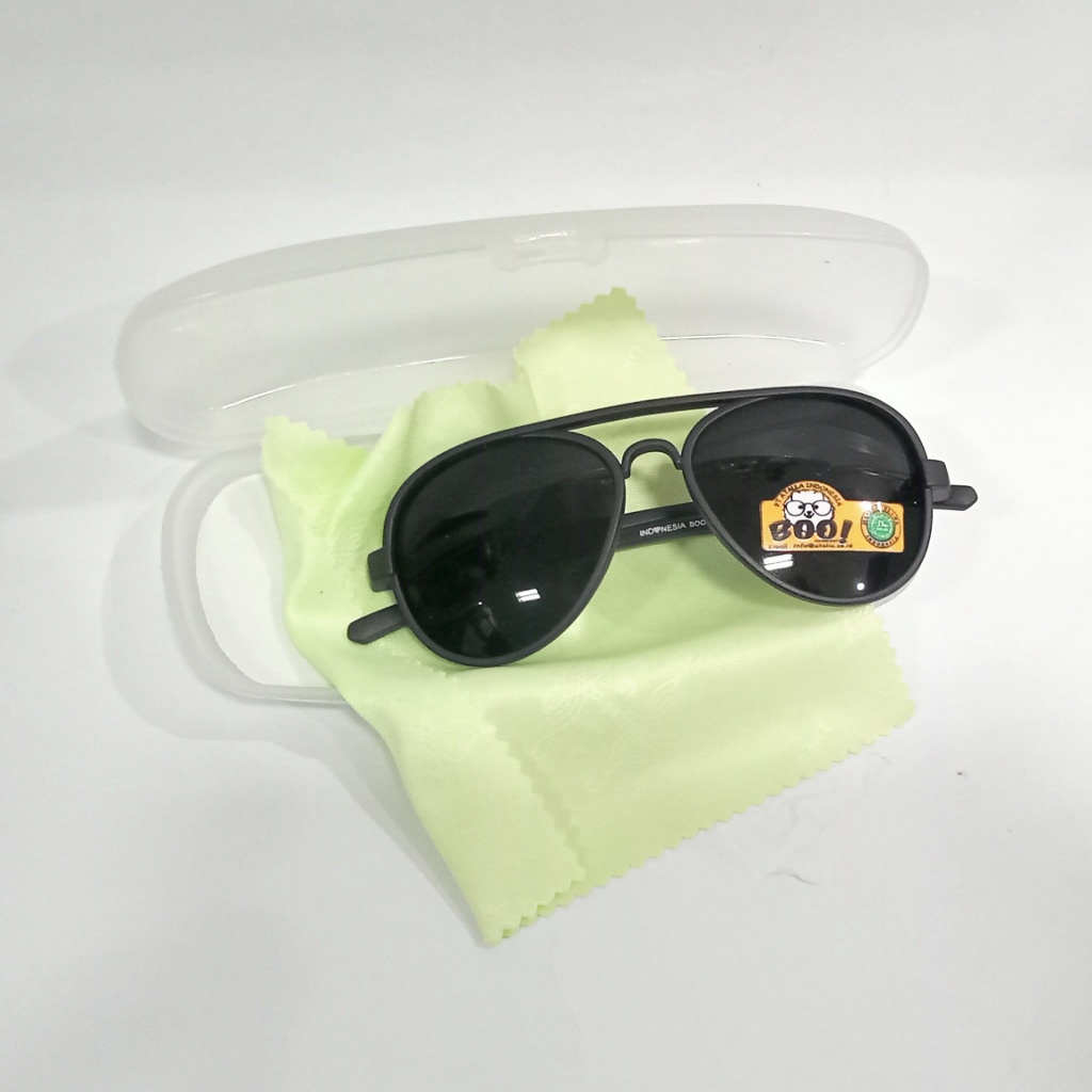 kacamata anak hitam bening laki perempuan aviator plastk BL murah sunglass fashion TK SD unik keren-hitam hitam dop+ box