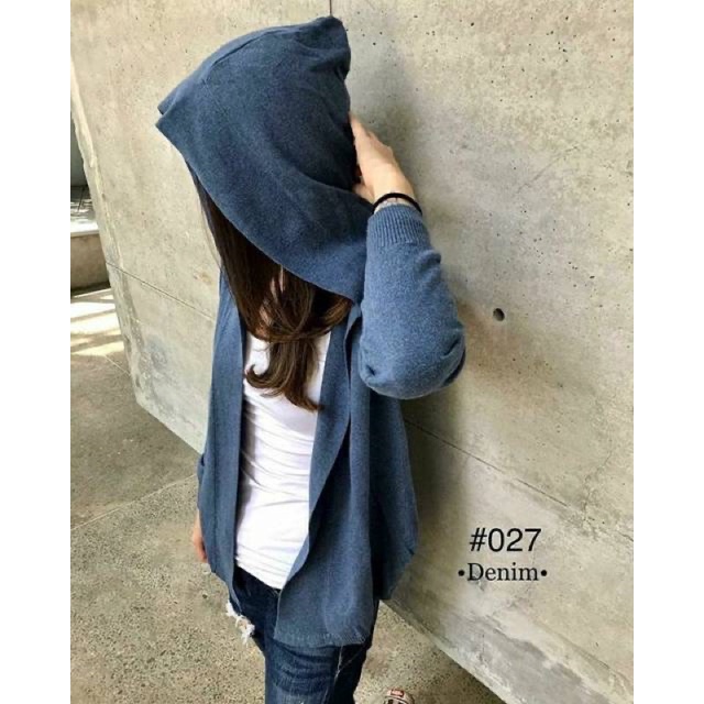 Hoodie cardigan knitted premium