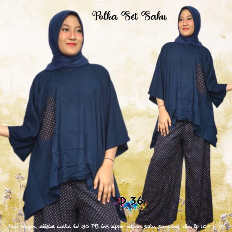 Polka Saku Set - Rayon Premium - Busui - One Set - Baju Kantor - Ori by Naura