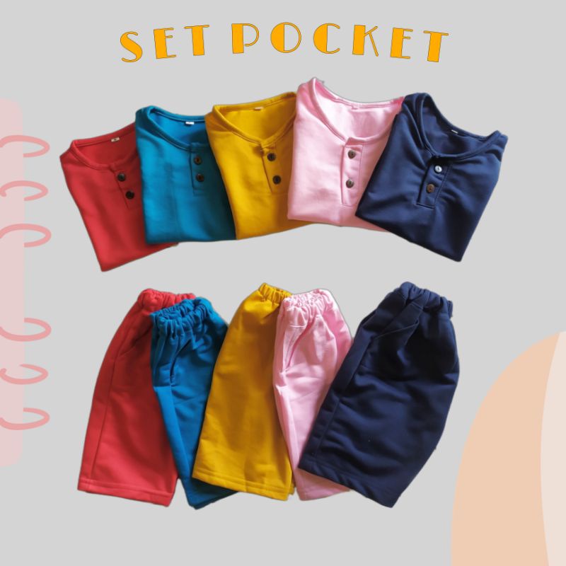 PAKET USAHA GROSIR LUSINAN SETELAN POCKET KIANO ANAK KIDS 1-5 TAHUN/ SET  POLOS ANAK / SETELAN SANTA