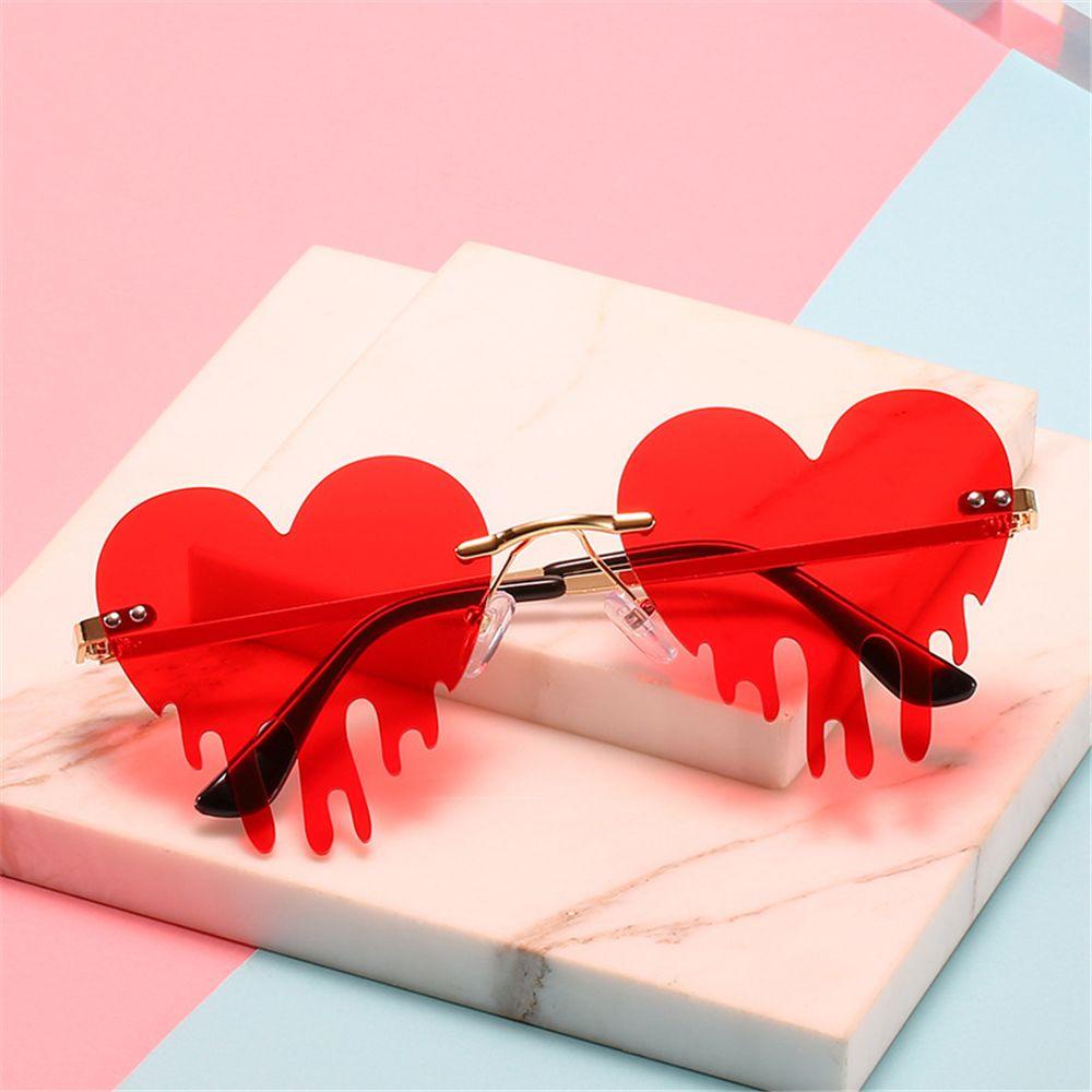 Lily Heart Rimless Sunglasses Halloween Pesta Liburan Lucu Eyewear UV400