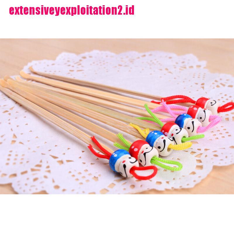 &lt; E2id &amp; &gt; 5pcs / Set Alat Pembersih Telinga Boneka Bahan Bambu Handmade