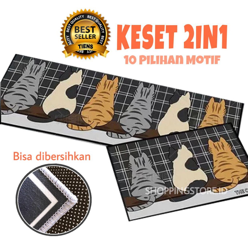 2 in 1 Kitchen Floor Mat / Keset Alas Lantai Kamar Tidur Rumah Dapur Anti Selip / Keset kaki dapur