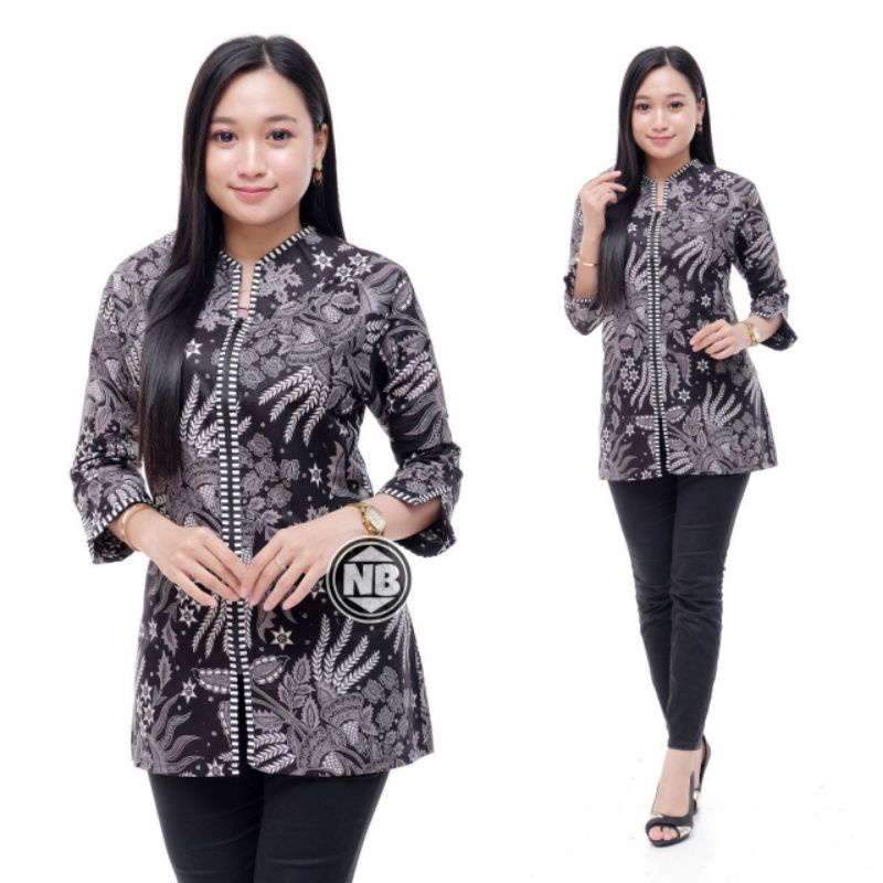 Blues Batik atasan wanita size m l xl xxl