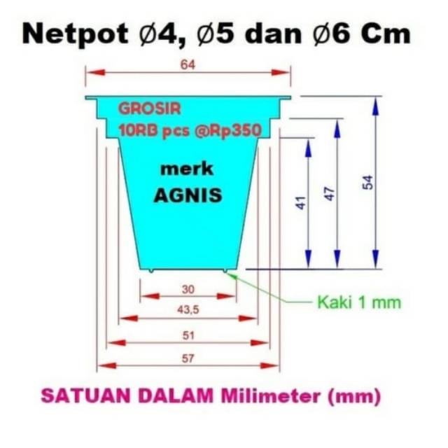 Netpot Putih Lubang Jarang Multi Diameter 4.5 cm sd 6 cm Net Pot Hidroponik Aquaponik Tebal