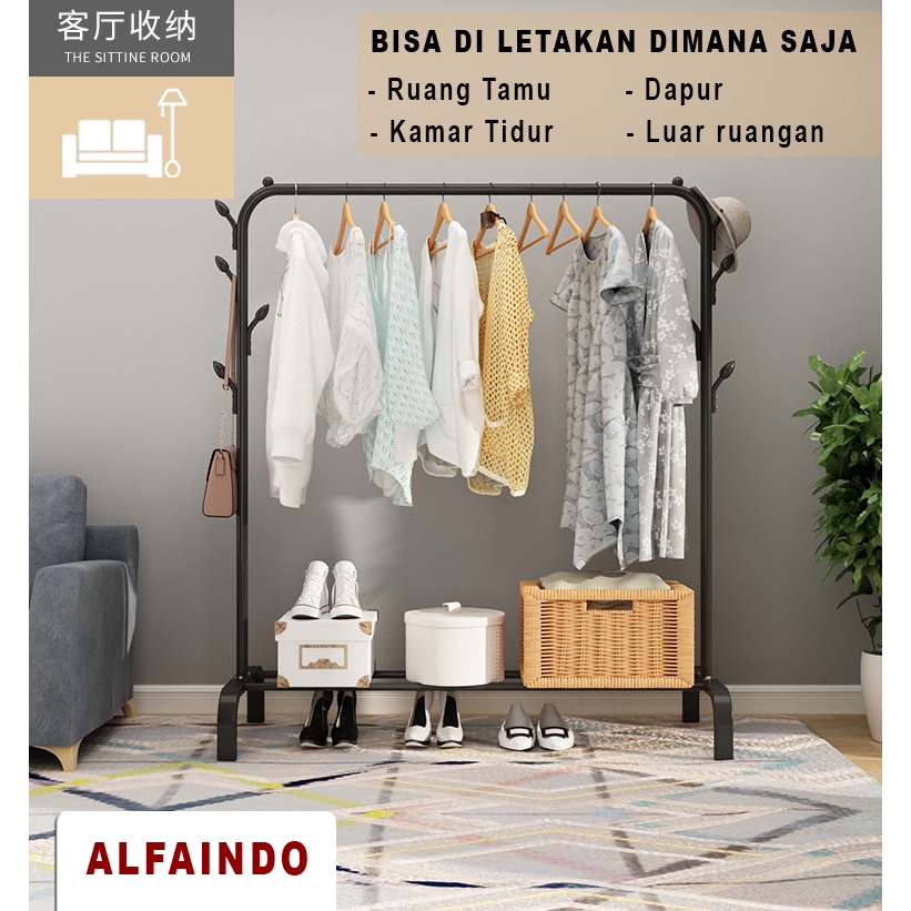 Alfaindo Rak Gantungan Baju Stand Hanger Pakaian Minimalis GHR006