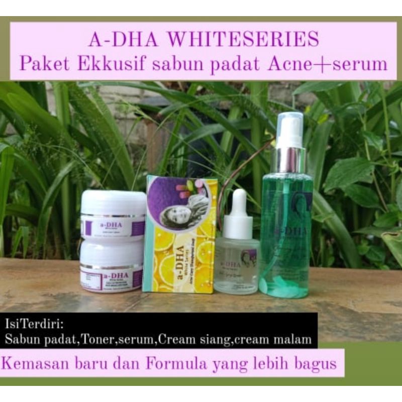 adha white series Paket Eklusif sabun padat Acne+serum