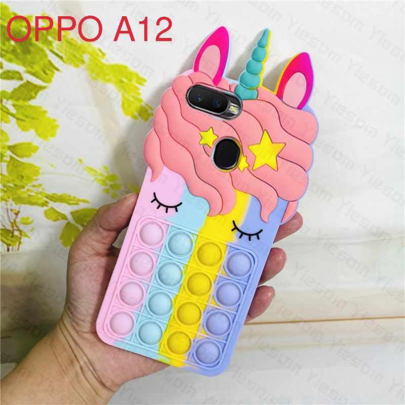 Casing POP IT OPPO A12 SoftCase POP IT 3D Motif Unicorn Kuda Poni