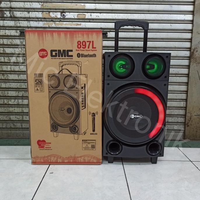 Speaker Karaoke Gmc 897L Speaker terbaru Full Bass Free Mic Wireles 2pcs