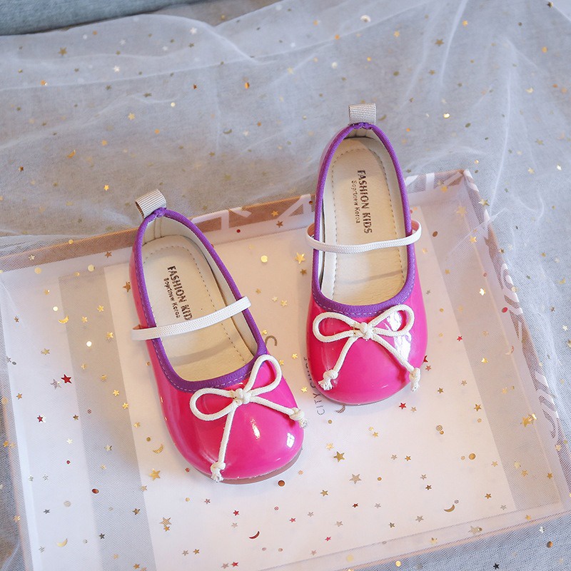 Minipetite SH2242 Sepatu flat shoes anak perempuan pita warna pink dan putih pesta Natal ringan lentur nyaman dipakai anak usia 6 bulan sd 12 tahun size 21 - 36