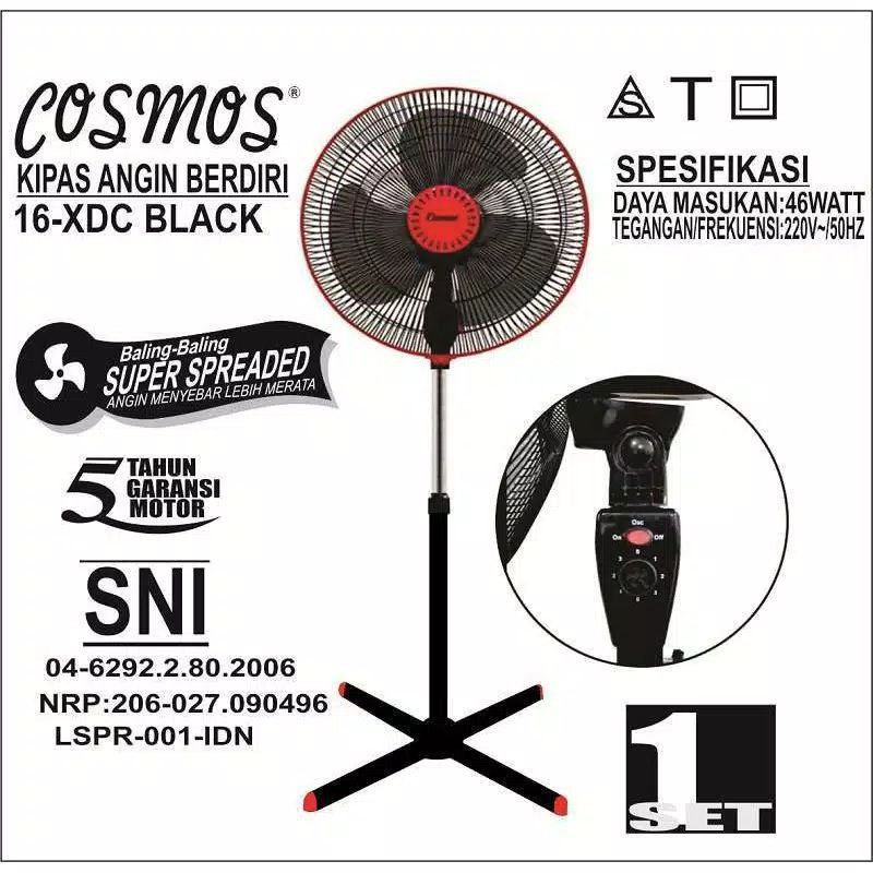 TERMURAH PROMO KIPAS ANGIN COSMOS XDC 16 STAND FAN BERDIRI KAKI SILANG X KALI TAMBAH INCHI INCI INCH