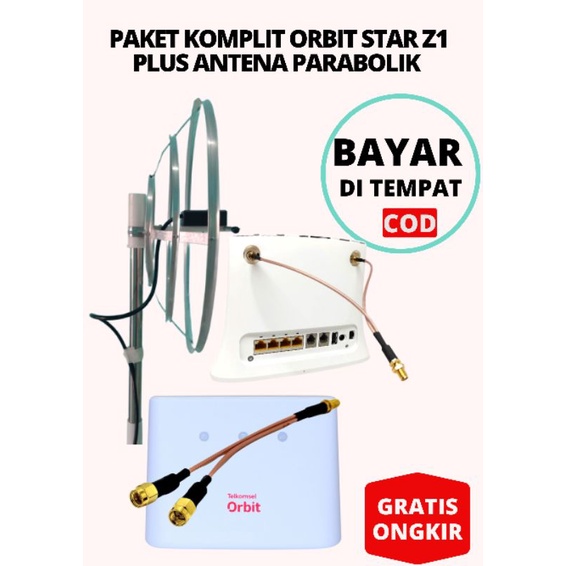 Paket komplit Orbit star z1 plus dan star2 antena parabolik panjang kabel 15 meter