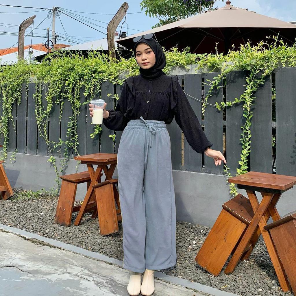 Celana kulot crincle airflow jumbo bawahan wanita