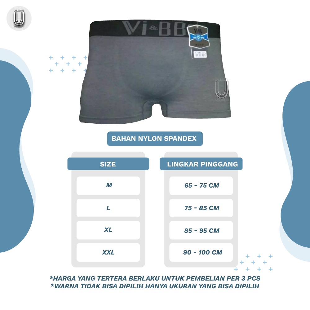 Pakaian Celana Dalam Boxer Cowok Pria Premium Vb 3 Pcs Termurah Terlaris By Universal Underwear