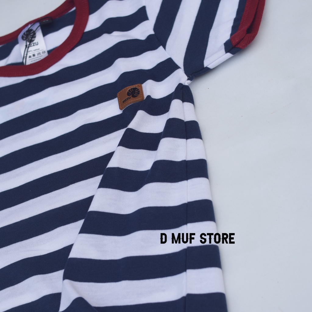 Kizzu Kaos Anak Salur Premium Usia 1-12 Tahun Salur Navy- dmufstore