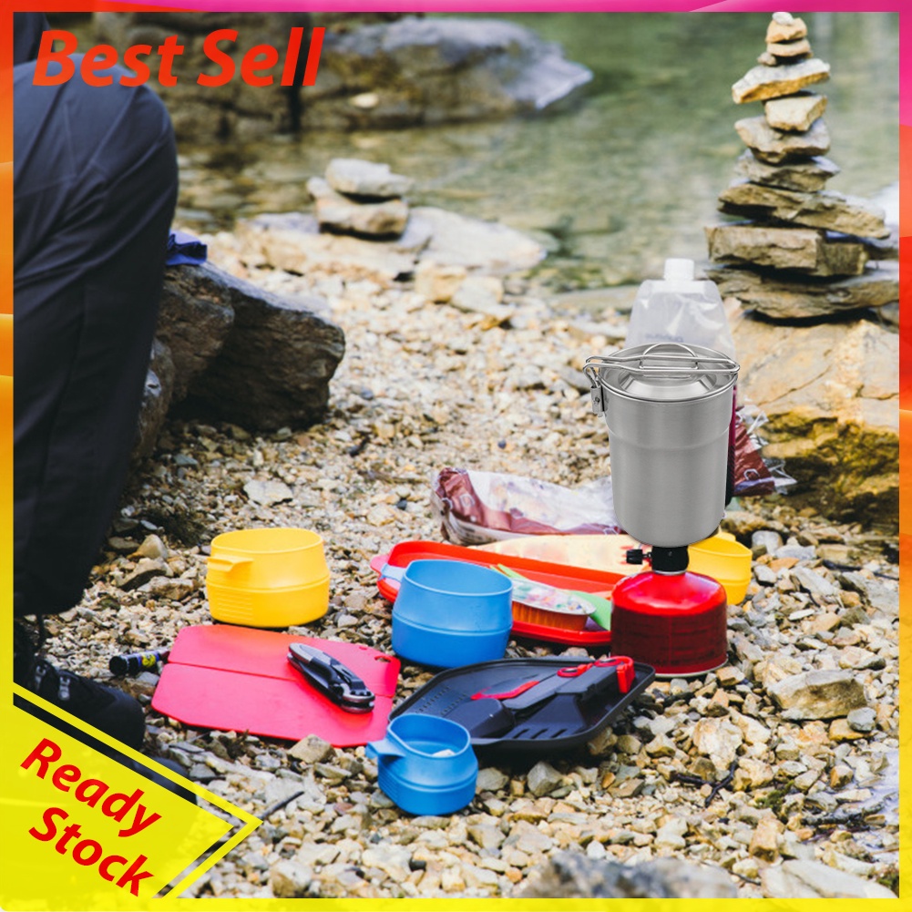 Foldable Cooking Tableware Pots Outdoor Camping Picnic Cookware Coffee Cups